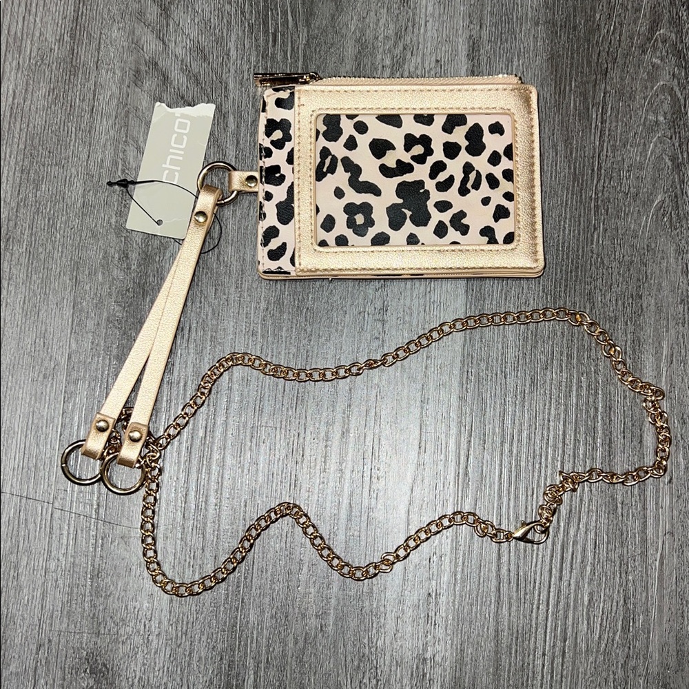 Chico’s gold and leopard print cardholder/lanyard, New - Picture 2 of 6